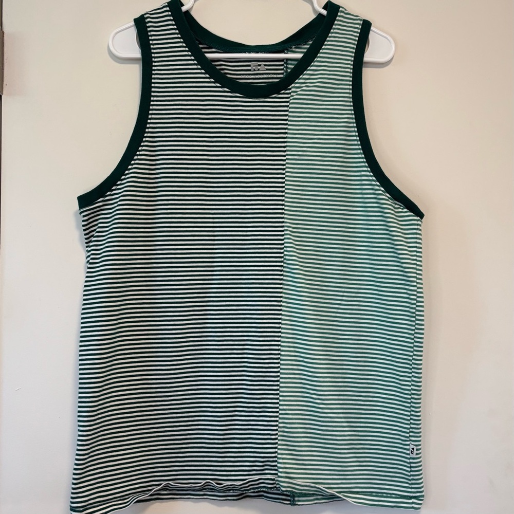 Free Assembly Green/White Stripe Cotton Tank Top Men’s Size Large